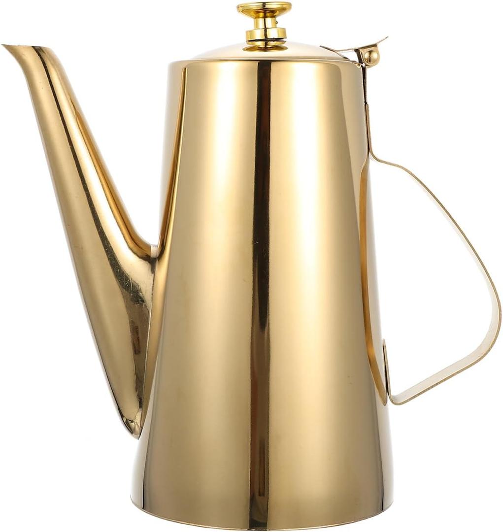Yardwe Stainless Steel Oil Dispenser Bottle 7.87X4.52X3.34In Cold Water Kettle with Drip-Free Spout for Household Oil Storage and Kitchen Cooking
