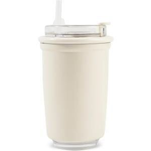 12oz Insulated Tumblers with Straw, Stainless Steel Tumblers Travel Coffee Mug with Lids, Kids Water Bottle for School Boy&Girl, Hot and Cold Drink, BPA-Free, white