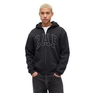 GAP Mens Logo Sherpa Full Zip Sweatshirt Moonless Night XL