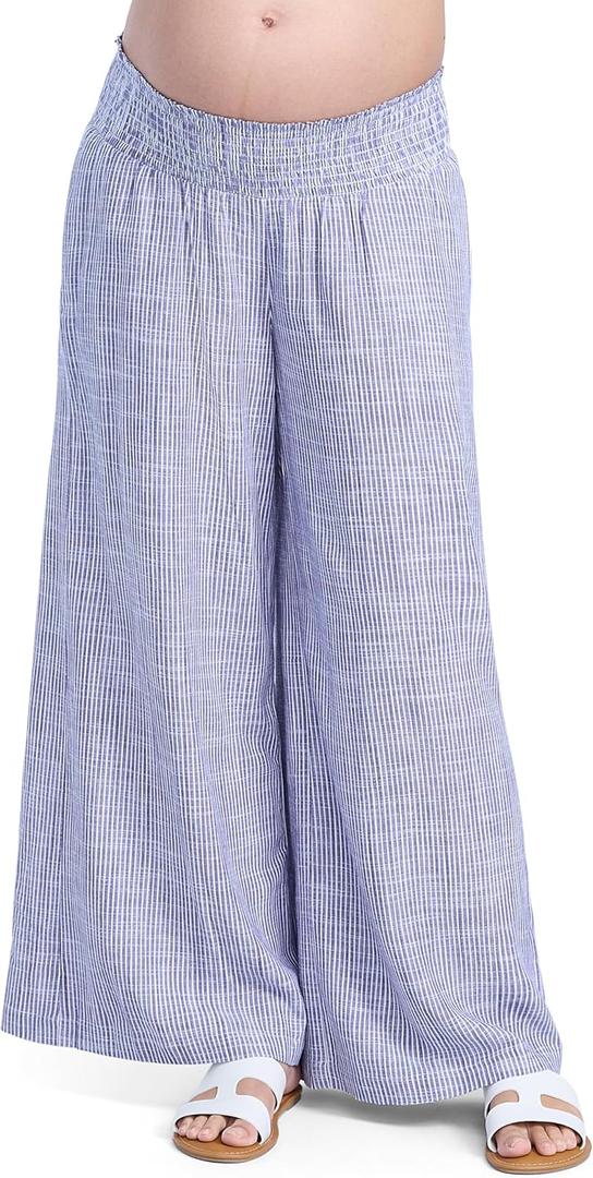 Motherhood Maternity Women's Smocked Waist Wide Leg Pregnancy Summer Casual Pants S