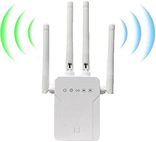 WiFi ExtenderWiFi Repeater, WiFi Booster Covers Up to 3500 Sq.ft and 30 Devices, Up to 1200Mbps WiFi Repeater WiFi-Dual Band 2.4G and 5G - 4 Antennas 360 Coverage Extend WiFi Signal to Smart Home