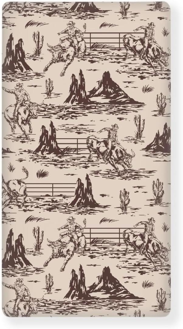 Western Baby Crib Sheets for Boys Girls American Cowboy Fitted Crib Sheet for Standard Crib and Toddler Mattress Cute Baby Mattress Sheets Toddler Bed Sheet 52x28x8 in (Brown)