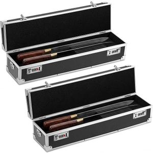 Geetery 2 Pcs Chef's Knife Cases Aluminum Hard Shell with Double Combination Lock and Compartments Storage Box Portable Organizer with 8 Knife Slots for Cooking Classes