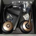 Earbay Wireless Headset, Bluetooth Headset with Microphone Noise Canceling & USB Dongle, Wireless Headphones with Mic Mute/Charge Dock for PC Computer Phone Work Office Meetings Call Teams (Black Gold)