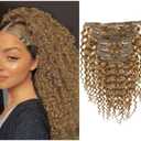Caliee Spiral Curly Clip in Hair Extensions Real Remy Human Hair Jerry Curly Clip in Extensions 18 Inch Color 27 Strawberry Blonde Curly Clip in Human Hair Extensions Thick End Clip ins 120G