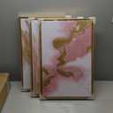 3 Piece Living Room Pink Wall Art, Framed Gold Abstract Painting Water Flow Shape for Bedroom,Modern Pink Wall Decor Home Decor Ready to Hang 24x48 inches (GMD-110)