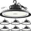 High Bay Lights LED UFO Light 240W LED Shop Lights 6000K IP65 Commercial Bay Lighting Fixture 43200 LM Super Bright, 5ft Cable Plug & Play for Warehouse Factory Garage Workshop Barn 6 Pack
