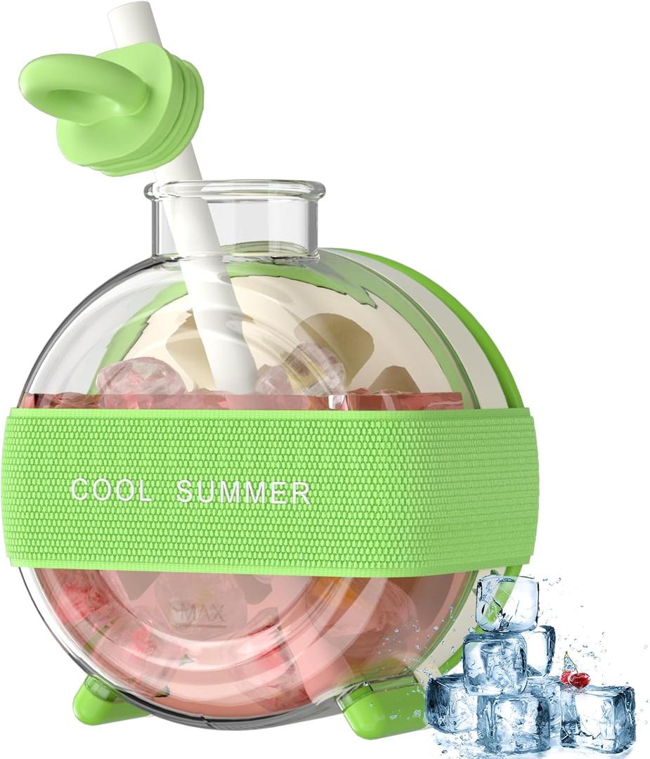 imluckies Ice Cube Bottle with Lid - 2in1 Dual Purpose for Making Ice Cubes, Cups, Bottles - BPA Free, Portable & Easy to Use for Summer, Coffee, Beverage, Water Cooler, Green, 500ml