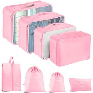 YEEYAA 8 Set Packing Cubes for Suitcase, Packing Cubes for Carry on Suitcases, Luggage Organizer for Travel Essentials, Large Mesh Luggage Bag for Suitcases