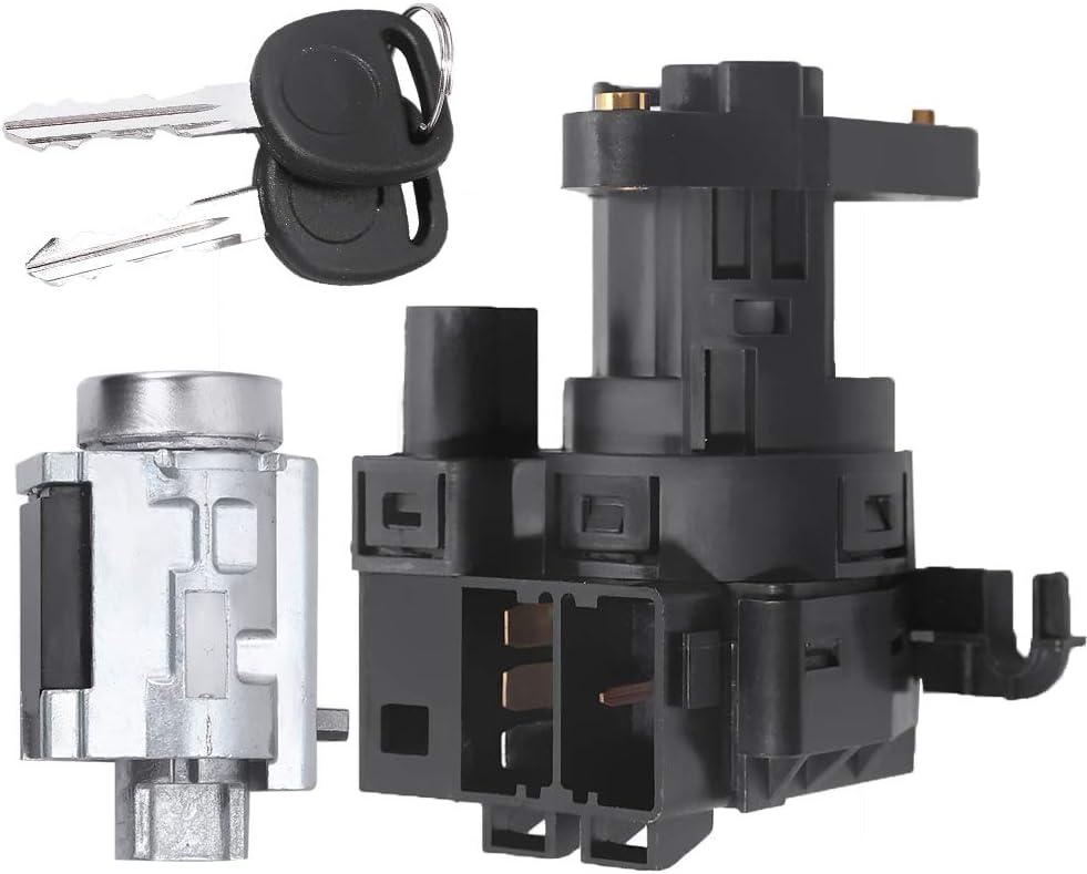 Switch Ignition Lock Cylinder w/2 Keys Compatible with Chevy Malibu Impala Olds Alero Pontiac Grand Am Replace # 12458191, 22599340
