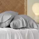 Bedsure Pillow Cases Queen, Cooling Pillow Cases, Rayon Derived from Bamboo Light Grey Pillowcases Queen Size Set of 2, PureWoven Silky Soft Bedding Pillow Covers with Envelope Closure, 20x30 Inches