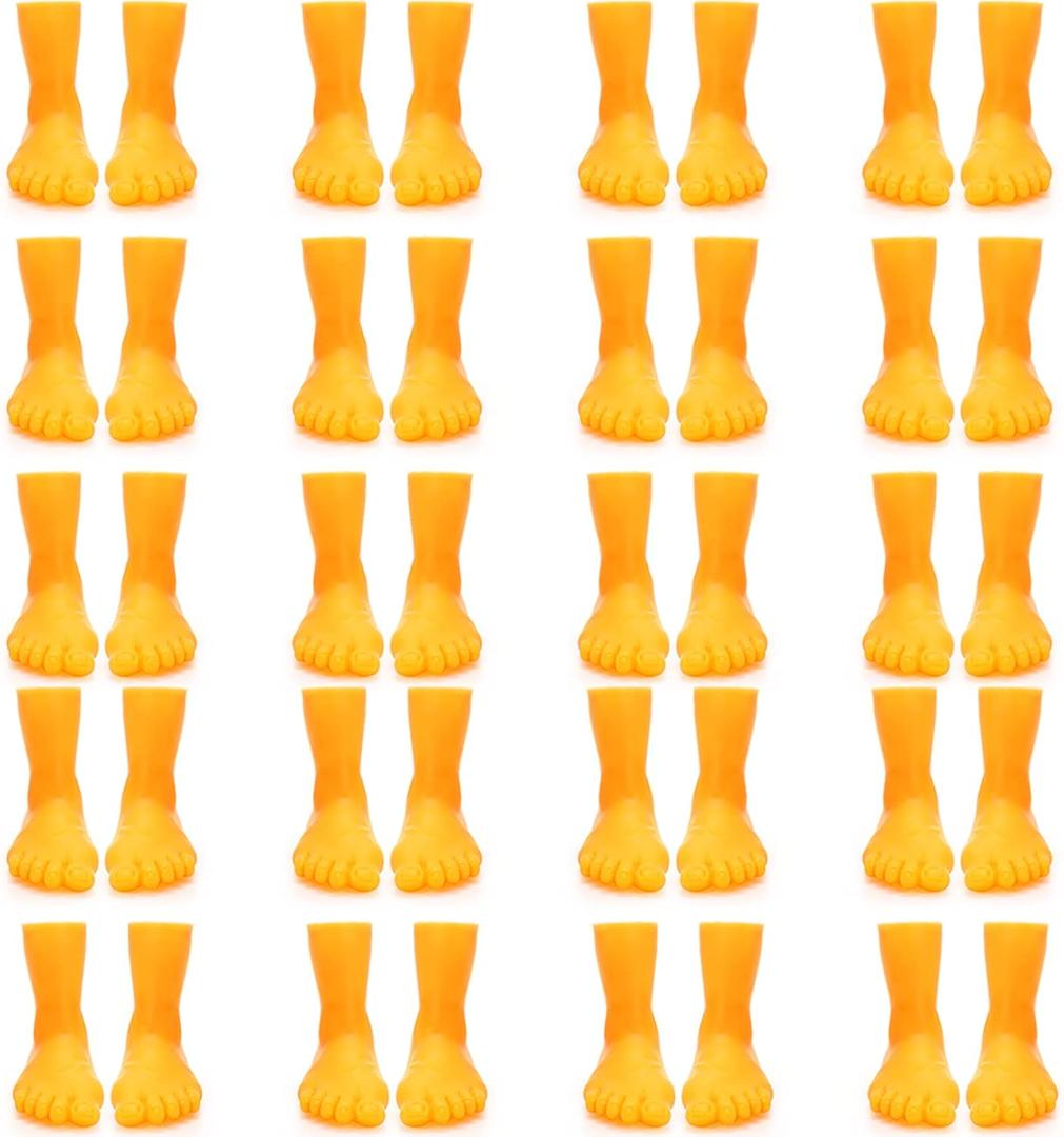 TOPZEA 40 Pack Finger Feet Puppet, Rubber Foot Shaped Finger Puppets Funny Mini Fake Feet Tiny Left & Right Cute Little Foot for Fingers, Mini Gag Gifts, Making Gnomes, Crafting, Photo Shoot Prop