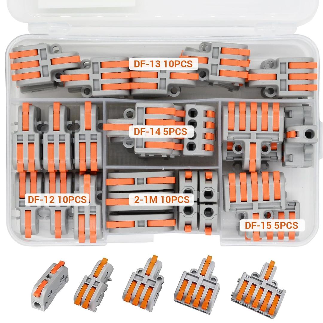 40PCS Lever Wire Connector,1 in i Out-1 in 5 Out Wire Splitter,Compact Wire Connectors Splicing Connectors for Circuit Inline 28-12 AWG