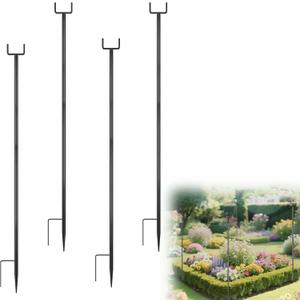 4Pack 6.56ft Metal Garden Netting Support Stakes, Heavy Duty Garden Pole for Netting with Rustproof Coating Gardening Fencing Protection Post Frame for Support Blueberry Garden Bed Plant Crop Cage Net