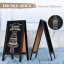 Wooden A-Frame Sign, Magnetic 40" x 20" Black Chalk Board Sign Board, Double-Sided Sandwich Board Signs Outdoor, Chalkboard Easel, Menu Board for Restaurant, Business or Wedding