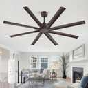 ZMISHIBO 72 Inch No Light, Large Industrial Ceiling Fan with 8 Aluminium Blades, Quiet DC Motor, 6 Speeds, Modern Ceiling Fan without Light for Garage/shop/living room,Oil-bronze