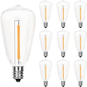 Edison LED Light Bulbs,10 Pack ST38 Clear Replacement Bulbs Fits C7 E12 Screw Base Light,Vintage 0.6W Dimmable Waterproof Bulbs for Indoor Outdoor Patio String Lights