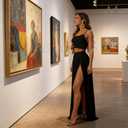 2 Piece Sets for Women Summer Sexy Double High Split Maxi Dresses Skirt Set Beach Swimwear Cover Ups Vacation Outfits (Black, M)