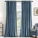 MIULEE Velvet Curtains 96 inches - Luxury Blackout Curtains for Bedroom Living Room Thermal Insulated Super Soft Window Drapes Rod Pocket & Back Tab, Stone Blue, W52 x L96 inches, 2 Panels