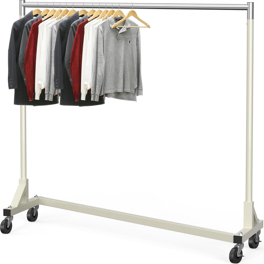 Simple Houseware Industrial Grade Z-Base Garment Rack, 500lb Load with 62 Inches Extra Long Bar, Gray