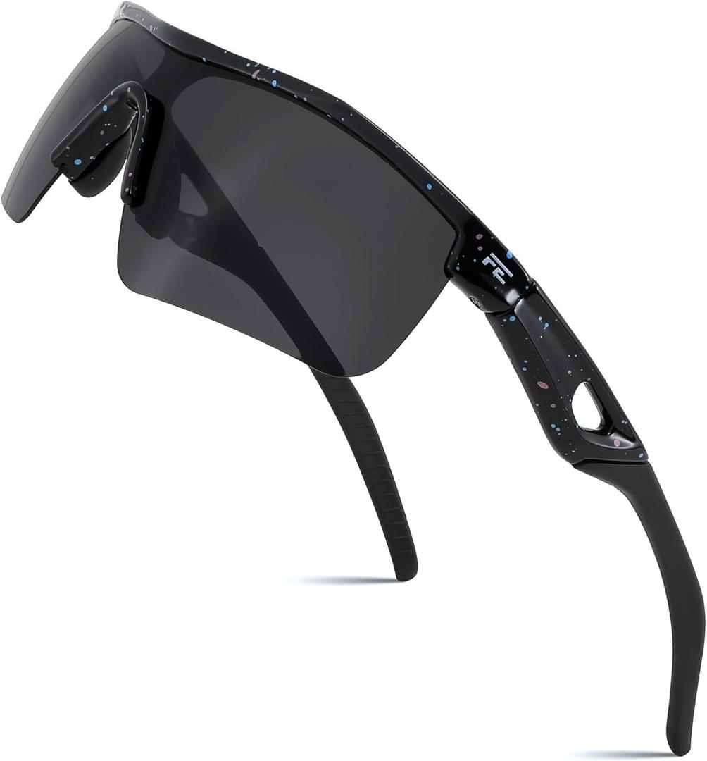 FEISEDY Kids Teens Baseball Polarized Sunglasses Sports TR90 Frame Boys Girls Cycling B2454 (Spot Black-grey)