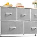 WLIVE Dresser for Bedroom with 5 Drawers, Wide Chest of Drawers, Fabric Dresser, Storage Organization Unit with Fabric Bins for Closet, Living Room, Hallway, Light Grey, 11.81"D x 39.37"W x 21.65"H