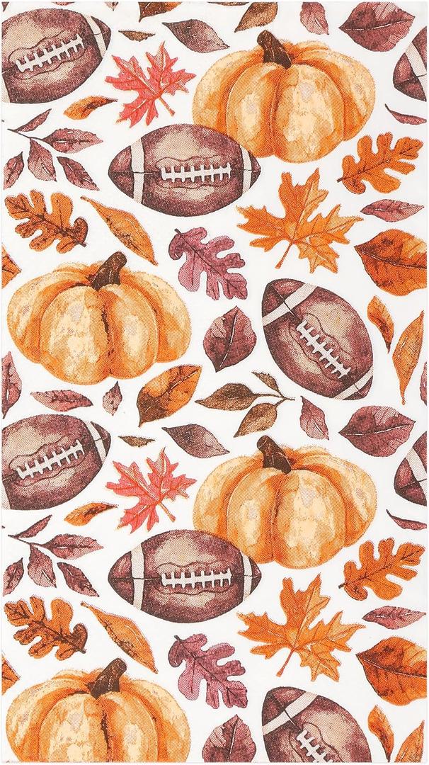 100Pcs Fall Football Pumpkin Disposable Paper Guest Napkins 3ply
