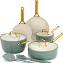 GreenPan Nonstick Reserve Pro 10 Piece Cookware Set, NSF Certified Ceramic, Hard Anodized PFAS-Free Pots & Pans Set with Lids, Stainless Steel Handles, Oven & Dishwasher Safe, Moss Green