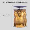 Gold Owl Candle Holder Set of 2  Decorative Taper & Small Pillar Candlestick Holders for Table Centerpieces, Shelf & Living Room Dcor