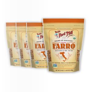 Bob's Red Mill Organic Farro Grain, 24oz (Pack of 4) - Non GMO, Vegan, Kosher (EXP 03/06/28)