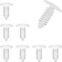 Bumper Plugs License Plate Hole Plugs, White Christmas Tree Rivet Fasteners Clips, 8MM Plastic Push Pins Rivets Retainer Cover Clip for Car Plate Hole Shield Fender Liner Furniture8PCS