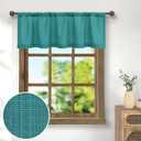 Teal Linen Window Valance for Kitchen 3 Inch Rod Pocket Semi Sheer Boho Farmhouse Light Filtering Dark Teal Blue Green Valance Curtain Topper for Bedroom Living Room Dining Bathroom 18 Inch Length