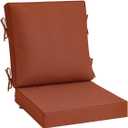 MIULEE Burnt Orange Outdoor Dining Cushion 20x20 Inch Waterproof & 3 Year Color Fastness Deep Seat and Back Cushion for Patio Furniture Chair with Ties