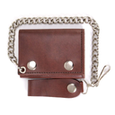Milwaukee Leather Men's Genuine Leather Tri-Fold Biker Wallet w/Anti-Theft Stainless Steel Chain