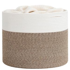 Goodpick Blanket Basket, Living Room Decor,15.8"x15.8"x13.8" Cotton Rope Baskets for Decor, Boo Basket, Baby Toy Storage (Mele)