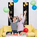 Birthday Door Banner 12x71 Inch Gold Black Happy Birthday Vertical Letters Party Door Decoration Black and Gold Birthday Welcome Porch Sign Wall Hanging Celebration Backdrop (Colorful#4)