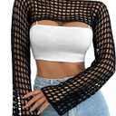 Womens Crochet Shrug Y2K Hollow Out Bolero Shrug See Through Cropped Knit Sweater Top , Small
