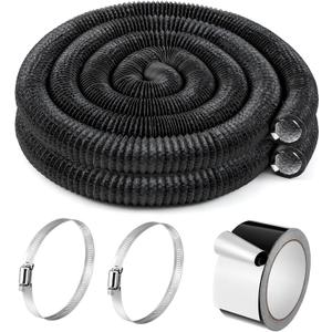 Zonon 4" x 100 ft Dryer Vent Hose Flexible Aluminum Foil Ducting, Black | Stainless Steel Clamps & Aluminum Tape; Flame Retardant, -22302F, for Pipe, HVAC Heating Cooling Ventilation, Exhaust