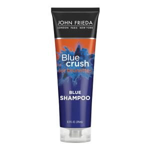 John Frieda Blue Crush for Brunettes Blue Shampoo, 8.3 Fl Ounces, Neutralizes Brassy Tones, Toning Shampoo for Color Treated and Natural Brunette Hair