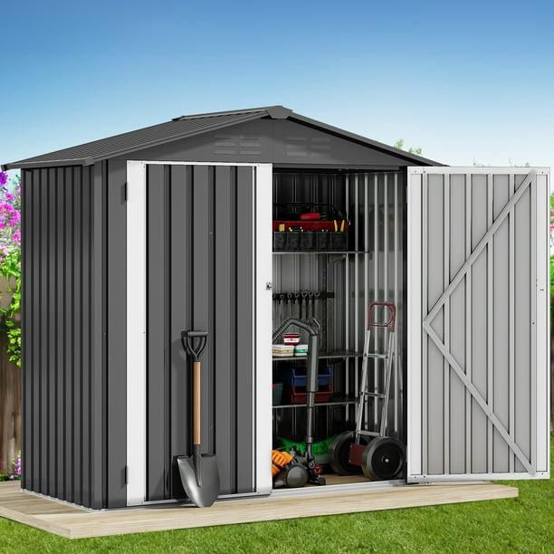 Dextrus 6x4ft Metal Outdoor Storage Shed, Heavy Duty Tool Sheds with Secure Doors & Air Vent for Backyard Patio Lawn,Store Bikes,Tools,Lawnmowers,Dark Gray