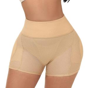 Lu's Chic Women's Padded Shapewear Shorts Hip Padding Lifter Panties Mesh Body Shaper Shorts Shapewear (Beige, S)