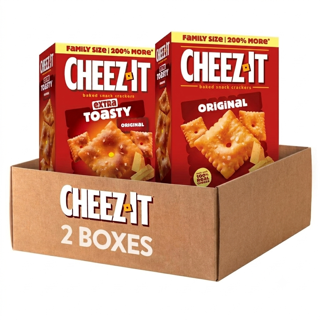 Cheez-It Cheese Crackers, Baked Snack Crackers, Lunch Snacks, Family Size, Variety Pack (2 Boxes), BBD 12/16/2026