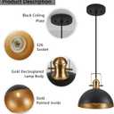 12 Inch Pendant Lights for Kitchen Island Matte Blacks Farmhouse Pendant Light fixtures Adjustable Height Dome Hanging Light for Dinning Room Bedroom Hallway,3 Packs