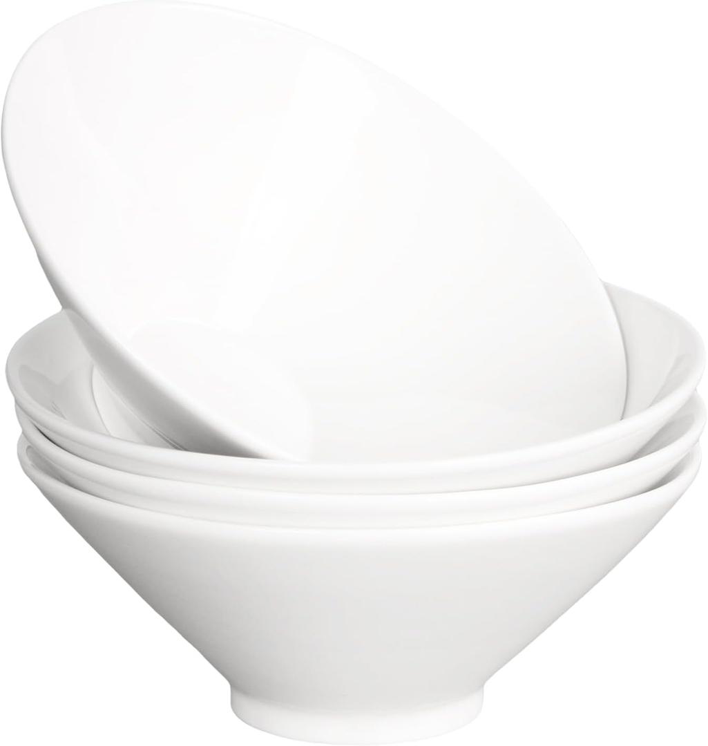 Japanese Style Ramen Bowls 30 oz, Ceramic Lamian Noodles Soup Bowls Set of 4, Large Soup Bowls for Salad, Pasta, Pho Thai Miso Udon Soup Noodles or Asian Food 8.9 Inch