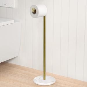 KES Extra High Gold Toilet Paper Holder Freestanding 26", Toilet Paper Holder Stand with Natural Marble Base, Floor Free StandingToilet Paper Holder 18/8 Stainless Steel Brushed Gold, BPH284S66-BZ