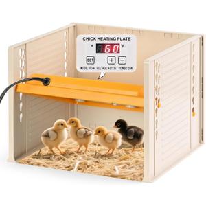 Brooder Plate for Chicks, 25W Heat Plate with Temperature Control, 9.76" x 9.76" Brooder Heater Adjustable Height and Angle, Chick Warmer Brooding Heating Plates for Baby Chicken Poultry Duck