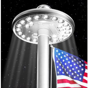 Deluxe Flag Pole Light Solar Powered - 1300 Lumen for Flagpole - Light Up American Flag Outdoor from Dusk to Dawn for 12+ Hours - 100% Coverage Silver Flag Light