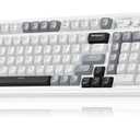 AULA 99 Wireless Keyboard, Custom Computer Keyboard, Tri-Mode Bluetooth 5.0/2.4GHz/USB-C Cute Creamy Gaming Keyboards with Number Pad, RGB Backlit Media Knob Programmable Keybaord for PC Gamer - Grey