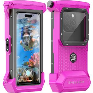 Underwater Phone Case for Snorkeling - Waterproof Touchscreen Diving Housing, Universal Underwater Phone Case for iPhone 16/15/14/13 Pro Max Samsung Galaxy S26/S25/S24 Ultra Up to 6.9'' (Hot Pink)