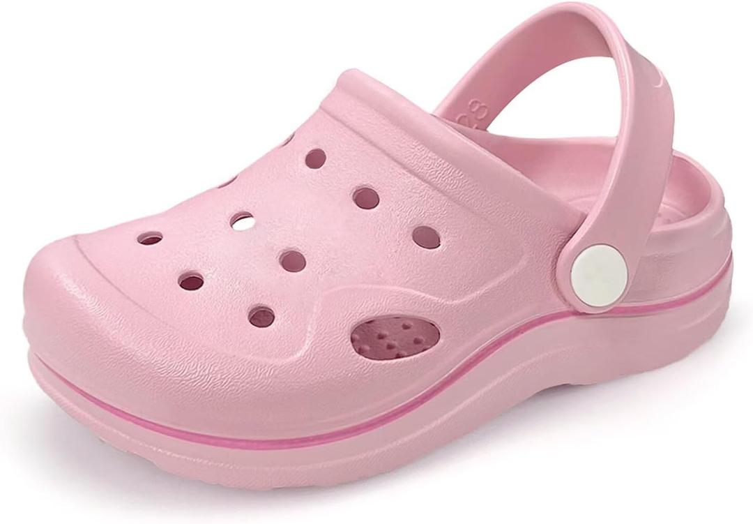 Toddler Girls Boys Clogs Classic Garden Shower Beach Pool Swim Slip on Sandals Slides Children Kid Cute Water Shoes (Pink) 23